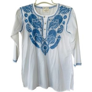 Kyla Seo NWOT Periwinkle Embroidered tunic size S